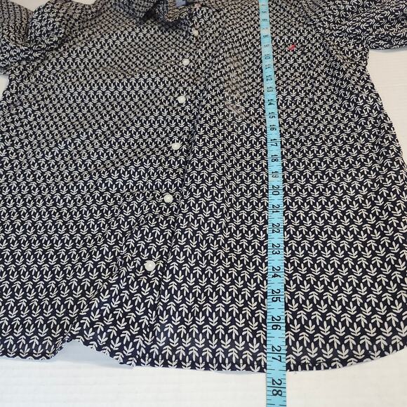 Nautica Jeans Women's NWT Button Up Roll Tab Sleeve Blue Leaf Stamp X-Large - Picture 7 of 10